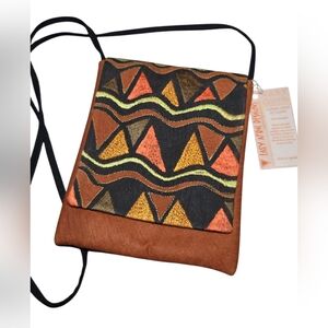 Fabric And Bark Multicolor Patterned Crossbody Bag